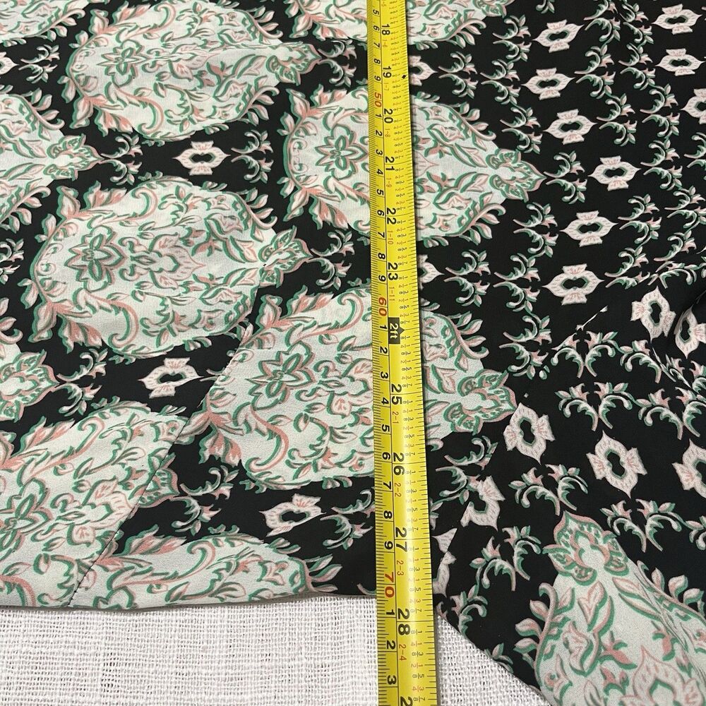 Rose + Olive Blouse 3x Black Green Floral Split Neck Boho Peasant Popover Top - Picture 14 of 15